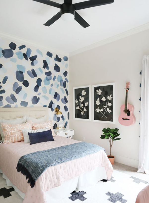 wallpaper-dinding-dengan-pola-cat-air-biru