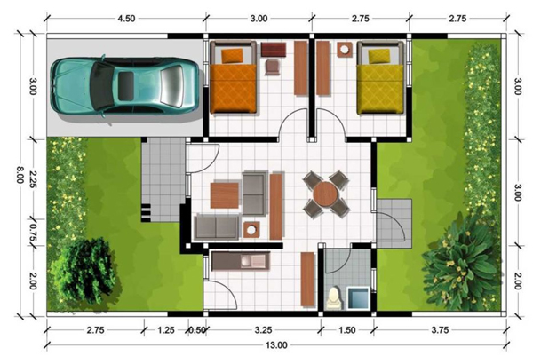 desain-rumah-type-36-dengan-taman-dan-carport