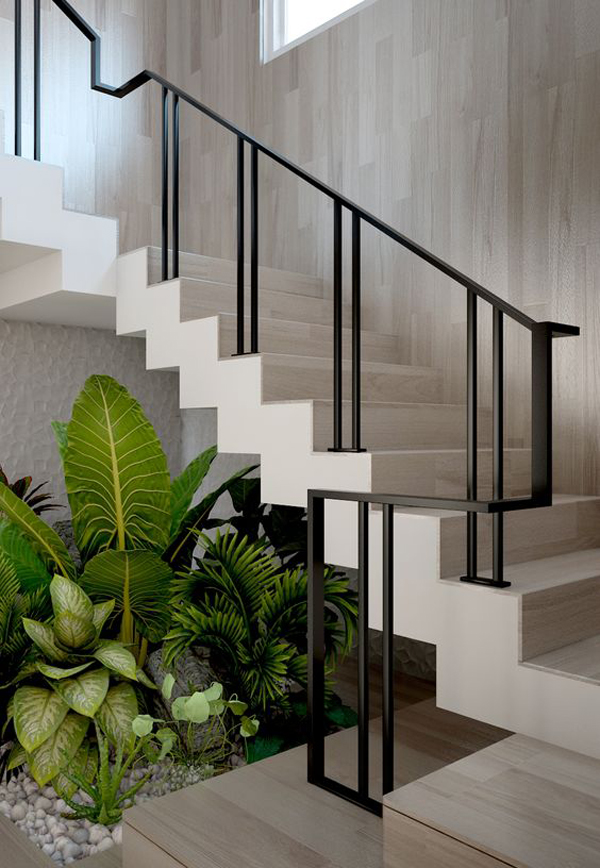 desain-tangga-modern-dengan-taman-minimalis