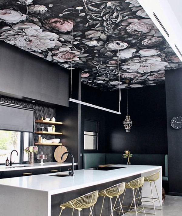 dapur-modern-dengan-wallpaper-bunga-cantik