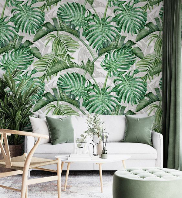 ide-wallpaper-ruang-tamu-motif-alam-dan-tanaman-tropis