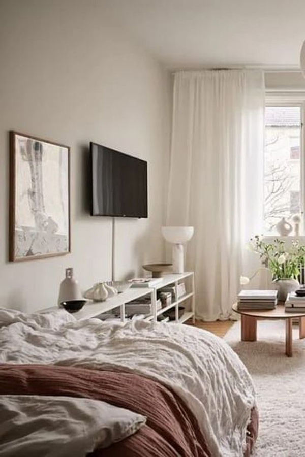 kamar-tidur-apartemen-dengan-dinding-tv
