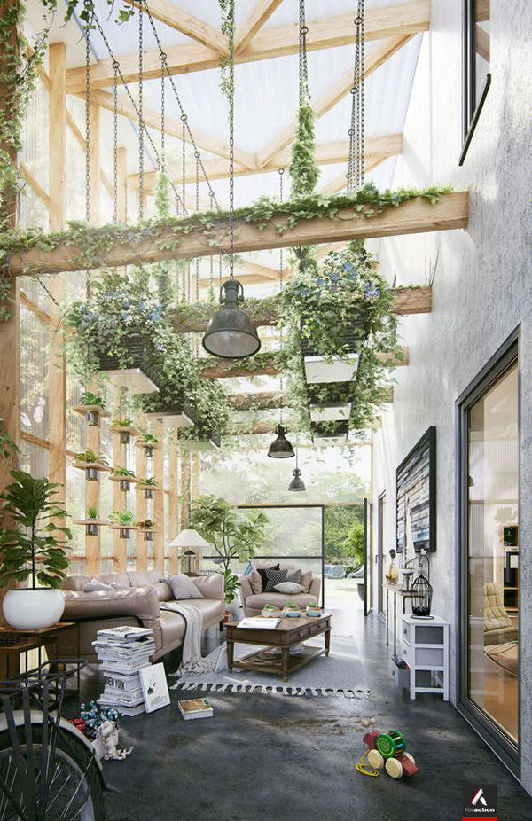 desain-ruang-tamu-tinggi-dan-terbuka-dengan-plafon-balok-kayu-tanaman